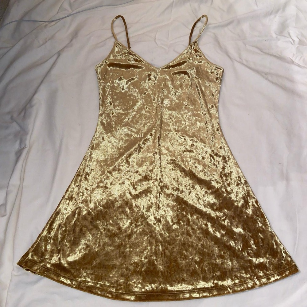 Early 2000s Gold Velvet Slip Dress